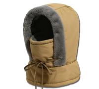 Generico Plush-Lined Thickened Thermal Hat with Face Mask for Men And Women,Fleece Balaclava Windproof Ski Cold Winter Scarf Warm (Brown)