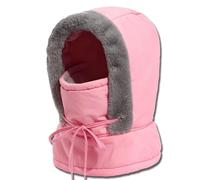 Generico Plush-Lined Thickened Thermal Hat with Face Mask for Men And Women,Fleece Balaclava Windproof Ski Cold Winter Scarf Warm (Pink)