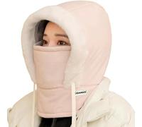 Generico Plush-Lined Thickened Thermal Hat with Face Mask for Men And Women, Ski Cold Winter Scarf Warm,Winter Balaclava (Pink)