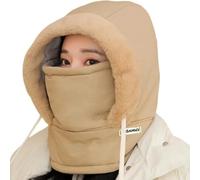 Generico Plush-Lined Thickened Thermal Hat with Face Mask for Men And Women, Ski Cold Winter Scarf Warm,Winter Balaclava (Khaki)