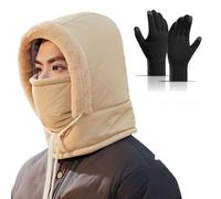 Generico Plush-Lined Thickened Thermal Hat with Face Mask,Men And Women Windproof Fleece Balaclava,Full-Coverage Windproof Hood (Khaki)
