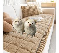 Generico Plush Pet Couch Cover,Non-Slip Washable Couch Covers for Pets,Ultra-Soft Quilted Fluffy Plush Sofa Protector with Waterproof Lining, Suitable for Dogs and Cats (Khaki,27 * 71in)