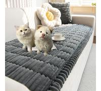 Generico Plush Pet Couch Cover,Non-Slip Washable Couch Covers for Pets,Ultra-Soft Quilted Fluffy Plush Sofa Protector with Waterproof Lining, Suitable for Dogs and Cats (Dark Gray,24 * 82 in)