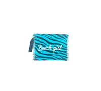 Generico Pochette Animalier Zebra Colorata 100% Cotone Con Laccio e Zip Borsetta da Spiaggia 28x22 cm (Azzurra)