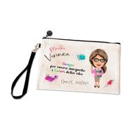 Generico Pochette Astuccio Regalo Mestra Avatar personalizzato con nome maestra e nomi dei bambini - Per fine anno scolastico o Natale