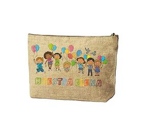 Generico Pochette Maestra Personalizzabile Idea Regalo Fine Anno Natale Pasqua porta oggetti astuccio In poliestere e Carta color juta Insegnati Asilo Nido MATERNA Elementari con nome Maestra 4
