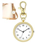 Generico Pocket Clip Watch, Round Key Chain Clock for Backpack, Portable Silent Timepiece for Men, Women, School, Outdoor Travel, Work Desk, Unisex Hanging Clock, 3.23x1.57x0.28 Inches