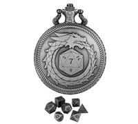 Generico Pocket Watch, Shell Dice Case, 6.5/4.5/3 Inches, Steampunk Metal Holder, Hidden Polyhedral Set, Vintage Design Accessories for Tabletop Adventures, Bronze and Silver
