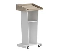 Generico Podio Mobile in Legno con Ruote - Leggio Inclinato a 2 Livelli per chiese, uffici e scuole - Elegante pulpito con Finitura in Legno per discorsi pubblici e presentazioni