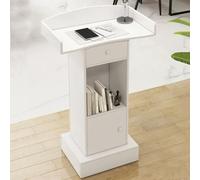 Generico Podio Professionale in Legno Bianco - Leggio Versatile per presentazioni, conferenze, aule e chiese - Piattaforma Ideale per Parlare in pubblico e bancone per la Reception di Eventi