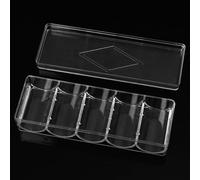 Generico Poker Chip Tray, Casinos Chip Holder, Five Grid Organizer | Acrylic Counter Storage Display Rack | Gambling Token Collection Showcase, Home Tournament Tabletop Supplies
