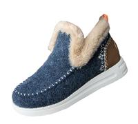Generico Polacchine Donna Invernali Stivali Termici Donna Velvet Woolen Cotton Shoes Female 2024 Autumn And Winter New Flat Bottom Thickened Round Head Snow Scarponi da Neve Stivali Donna (Navy, 39)