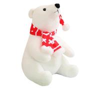 Generico Polar Bear Stuffed Animal - Cute Christmas Plush Toy | Polar Bear Wearing Scarf Soft Doll | Arctic animal for Kids Girls Sofa Bedside Living Room Bedroom Nursery Home Holiday