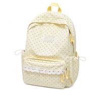 Generico Polka Dot Backpack Lace Backpack Y2k Aesthetic Large Laptop Daypack (Yellow,Without charm)
