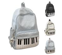 Generico Polka Dot Piano Backpack, Whimsical Y2K Polka Dot Music Backpack with Star Charm, Lightweight Bag for Campus, Commute, Work, Travel (Blue)