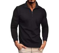 Generico Polo Casual da Uomo Comodi Basic Firmate Casual Maglie Regular Fit Risvolto Lavoro Traspirante Polo Leggera Golf 1/4 Zip Primavera Camicia Manica Lunga Slim Fit Tennis Business Maglietta