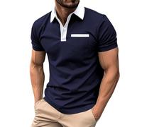 Generico Polo da uomo classica in maglia fine, a maniche lunghe, elegante, girocollo, mezza zip, Henley, alla moda, sportiva, casual, per attività all'aperto
