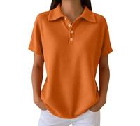 Generico Polo Maglia Donna in Tessuto Waffle Oversized Top Manica Corta Maglietta Colletto Rivoltato Tshirt Tinta Unita Basic T-Shirt Classica Porosità Assorbente Comoda Camicia Casual Business