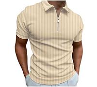 Generico Polo Manica Corta Uomo Firmate Comodi Elegante Lavoro Maglie Basic Traspirante Risvolto Casual Polo Manica Corta Tinta Unita 1/4 Zip Golf Maglietta Estiva Leggera Slim Fit Business Camicia