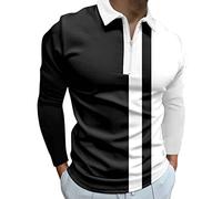 Generico Polo Manica Lunga Uomo Regular Fit Traspirante Basic Risvolto Maglie Firmate Lavoro Comodi Elegante Polo 1/4 Zip Leggera Primavera Golf Camicia Slim Fit Business Tinta Unita Tennis T-Shirt