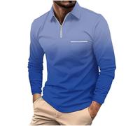 Generico Polo Maniche Lunghe Uomo Risvolto Lavoro Firmate Casual Polo Basic Traspirante Regular Fit Elegante Maglie Leggera Business Tinta Unita Golf Camicia Slim Fit 1/4 Zip Tennis Primavera T-Shirt