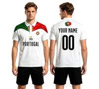 Generico Polo Portogallo Calcio Personalizzabile con Nome e Numero - Maglia a Maniche Corte Colletto Traspirante Comoda per Uomo e Donna Tifosi 2026 - Regalo Divisa Calcio per Eventi Sportivi Feste