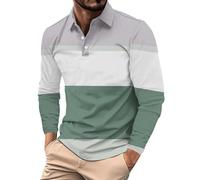 Generico Polo Uomo Casual Classico Maniche Lunghe, Collo Lapello Pulsanti Decorativi, Cotone Leggero Soffice, Top Golf Autunno-Inverno, Comfort Giorni Attivi(1E-Green, XXXL)