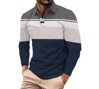 Generico Polo Uomo Casual Classico Maniche Lunghe, Collo Lapello Pulsanti Decorativi, Cotone Leggero Soffice, Top Golf Autunno-Inverno, Comfort Giorni Attivi(1B-Blue, XXL)
