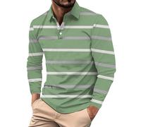 Generico Polo Uomo Casual Classico Maniche Lunghe, Collo Lapello Pulsanti Decorativi, Cotone Leggero Soffice, Top Golf Autunno-Inverno, Comfort Giorni Attivi(1A-Green, XXXL)