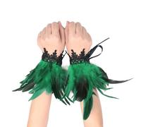 Generico Polsini da Donna con Piume e Ali in Pizzo Floreale Nero Gotico Braccialetto a Rete per Cosplay Costume di Carnevale,Idea Regalo Coppia