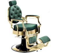 Genérico Poltrona classica da barbiere idraulico stile retrò vintage con poggiapiedi integrato Mae Gold Verde 2025