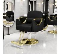 Generico Poltrona da Salone Professionale per Parrucchieri: Pompa idraulica Resistente, Altezza Regolabile, Rotazione a 360°, Design ergonomico, Elegante Rivestimento Nero, Ideale per saloni e Barbie