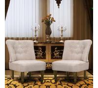 Generico Poltrone in Stile Francese 2 pz Crema in Tessuto,Crema,15.1kg,240288