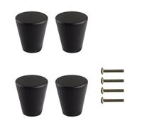 Generico Pomelli for ante di mobili da cucina in lega zinco massiccio, nichel spazzolato, nero opaco, maniglia for cassettiera con foro singolo(Matte Black-4pcs)