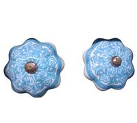 Generico Pomelli in ceramica decorata per mobili e cassetti - Set di 2 manopole in stile maiolica - Vari modelli colorati (Mandala Oro e Nero)