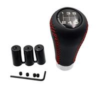 Generico Pomelli Leva Cambio,Leva Pomello Pomello del cambio universale Uso adatto per auto, leva manuale a 5/6 velocità, con cuciture a righe rosse nere, in similpelle(5 speed Red Line)