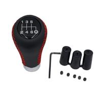 Generico Pomelli Leva Cambio,Leva Pomello Pomello del cambio universale Uso adatto per auto, leva manuale a 5/6 velocità, con cuciture a righe rosse nere, in similpelle(6 speed Red Line)
