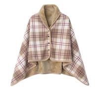 Generico Poncho Donna Indossabile Mantello Caldo Coperta Calda Invernale con Bottoni Scialle Grande Sciarpa Flanella Maglia Cape Coprispalle Coperta Plaid Multifunzione Sciarpa