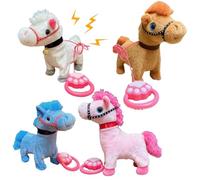 Generico Pony di peluche elettrico - Pony interattivo che cammina e canta, cavallo giocattolo parlante e danzante con guinzaglio, adatto a bambini dai 3 anni in su (Rosa)