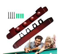 Generico Pool Cue Rack - Wall Mount Holder, Hardwood Billiard Stand | Stylish Sturdy Wood Stick Storage Organizer, Wall Mounted Billiard Cue Clip Accessory Kit With Four Position Support
