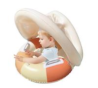 Generico Pool Float - Sun Protection Swimming Pool Float Ring with Canopy, Foldable Safety Seat Swim Ring, Retro Striped Shade | Outdoor Backyard Garden And Water Fun Toy