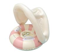 Generico Pool Float with Removable Sunshade | PVC, Vintage Striped Seat Ring | Inflatable Swim Ring for 0-4 Years | Beach Water Play, Cartoon Design