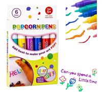 Generico Popcorns Drawing Pens,Turn 2d Drawings into Touchable 3D Art, Heat Activated Bubble Drawing Pen Kits, 6/12 Colors DIY Relief Art Pen for Greeting Birthday Cards