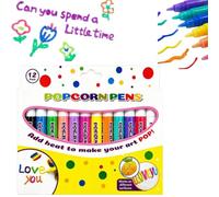 Generico Popcorns Drawing Pens,Turn 2d Drawings into Touchable 3D Art, Heat Activated Bubble Drawing Pen Kits, 6/12 Colors DIY Relief Art Pen for Greeting Birthday Cards