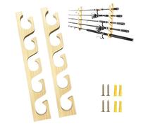 Generico Porta Canne da Pesca, 1 Coppia Supporto Canna da Pesca a Parete per 5 Canne da Pesca, Porta Canna da Pesca di Legno per Garage, Capanno e Cantina, Portacanne da Pesca