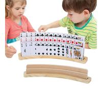 Generico Porta Carte Da Gioco - 33x3.4x1.2cm Legno | Supporto Per Mazzo - Base Mani Libere 2 Pezzi Rastrelliera Poker Per Burraco Anziani Bambini Adulti Professionali