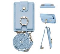 Generico Porta carte per cellulare, Porta carte adesivo - Supporto per portafoglio per telefono | multiuso impermeabile con 2 slot per schede, tasca per telefono, con supporto e cordino staccabile