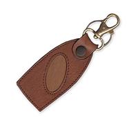 Generico Porta Chiave grande in Cuoio con Inserto in Legno, per auto o casa, con Anello e moschettone in Metallo Dorato, Cucito ai Bordi, Spessore 0,5 cm, Misura 12,5X4 Centimetri, 3 Pezzi