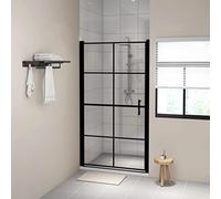 Generico Porta per Doccia in Vetro Temperato 100x178 cm Nera,Nero,24.02kg,148892
