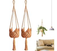 Generico Porta Piante Appeso In Macramè,Doppio Per Piante Sospese | Design Bohemien Con Cestello Per Fiori, Ideale Per Interni Esterni E Decorazioni Domestiche